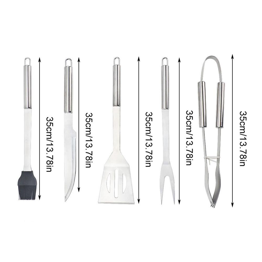 BBQ Set Stainless Steel Utensils Kit Outdoor Grill Tools Cases 5 Piece 40DC20