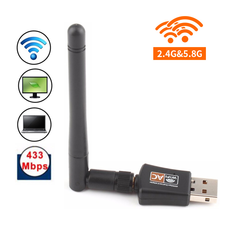 TEROW USB 2.0 600mbps WiFi carte réseau sans fil double bande haute vitesse 2.4GHz 5GHz 802.11ac adaptateur LAN avec antenne rotative