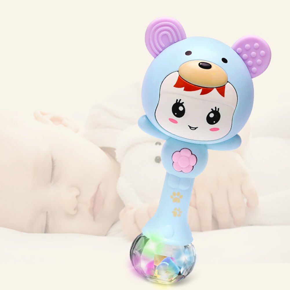 Led gloeiende hand rammelaar muziek zand hamer zachte bijtring ontwikkelingsspeelgoed baby intelligentie ontwikkelingsspeelgoed voor pasgeboren baby's