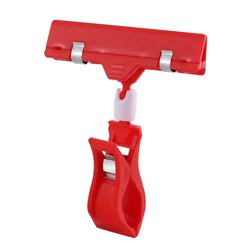 5pcs Double Head Adjustable Plastic Rotatable Sign Clips Merchandise Display POP Clip Label Tag Holder Stand: Red