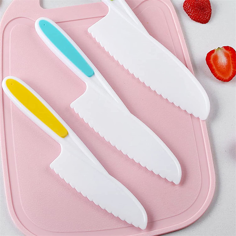 3PCS/Set Baking Knife Cooking Sawtooth Knife Kids Chef Toddler Cooking Knives Slicing Paring Fruit Vegetable Cutter Knife