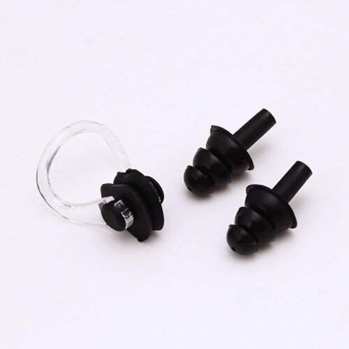 Twee in een, 5 Kleuren Soft Silicone Zwemmen Set Waterdicht Nose Clip + Ear Plug Oordopje Nuttig: Black