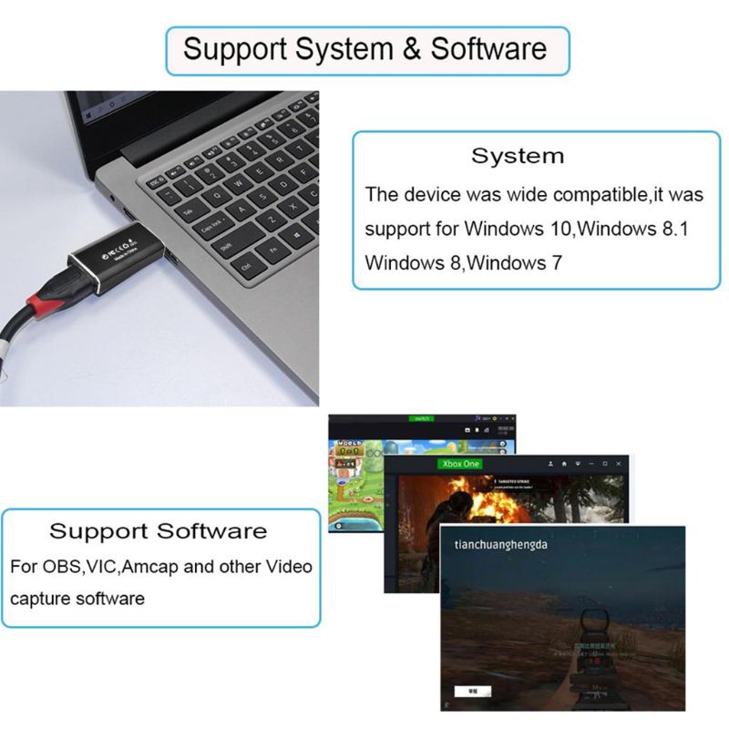 Mini tarjeta de captura de vídeo portátil, USB 2,0, HDMI, compatible con grabador de vídeo, caja de registro, Dongle de captura de juego USB para grabación de cámara