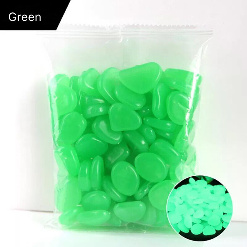 100/200Pcs Garden Luminous Stones Glow In The Dark Rocks Garden Pebbles for Garden Walkways Path Patio Yard Fish Tank Decoration: 100pcs / Green