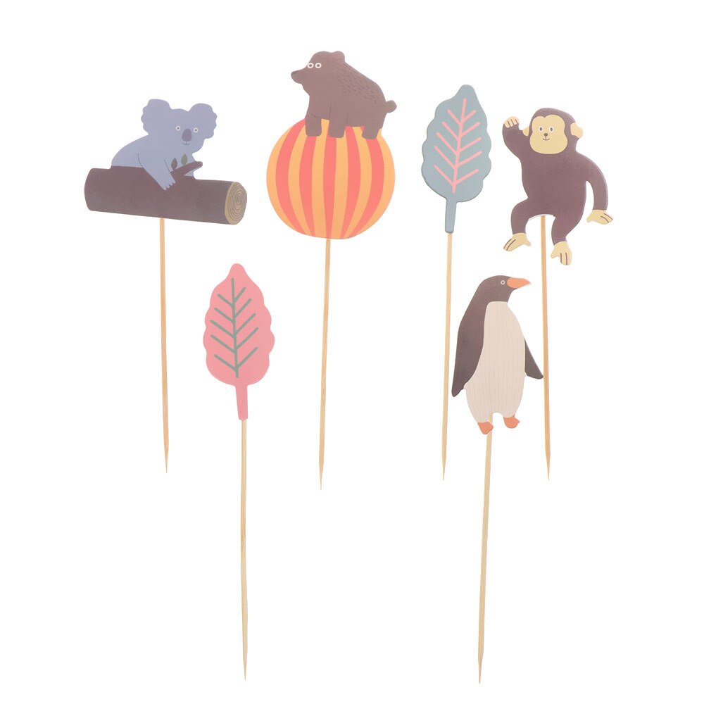 Decoración de papel para cupcakes con temática de criaturas del bosque, adornos de animales del bosque, selecciones para Tartas, fiestas de cumpleaños y bodas para niños