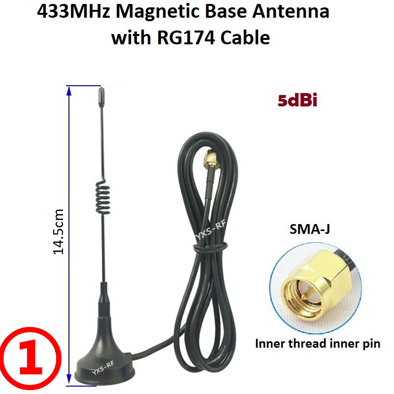 433MHz 470MHz Magnet Lora Antenne SMA Stecker Magnet halterung Antenne mit RG174 Kabel für Modul Fernbedienung iot: Armee Grün / 10M