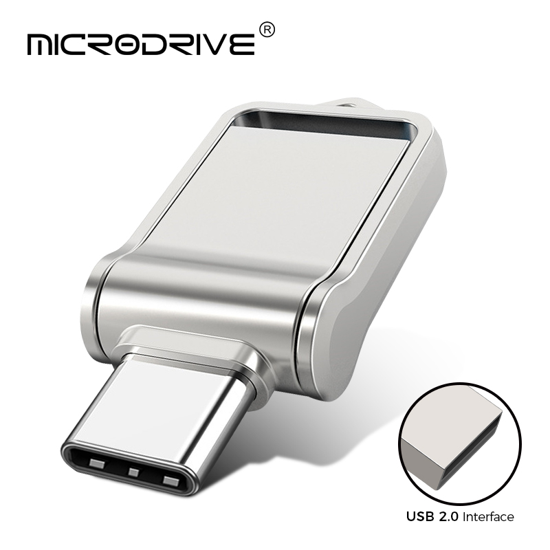 OTG Type C Pen Drive Mini Metal Usb Memory Stick 32GB usb flash card 128GB type-C Pendrive for smartphone Huawei: Silver / 128GB