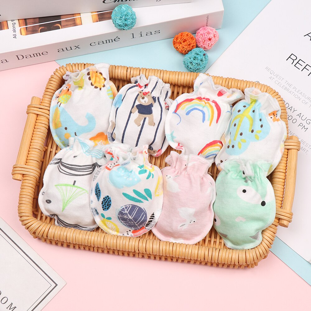 1 par ren bomull baby anti ripe hansker myke komfortable nyfødte hansker beskyttelse ansikt baby votter spedbarn tilbehør