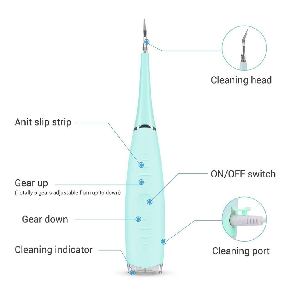 Bärbar tandspolare elektrisk sonic dental scaler usb ladda tandstensborttagningsmedel vibrationstandrengörare
