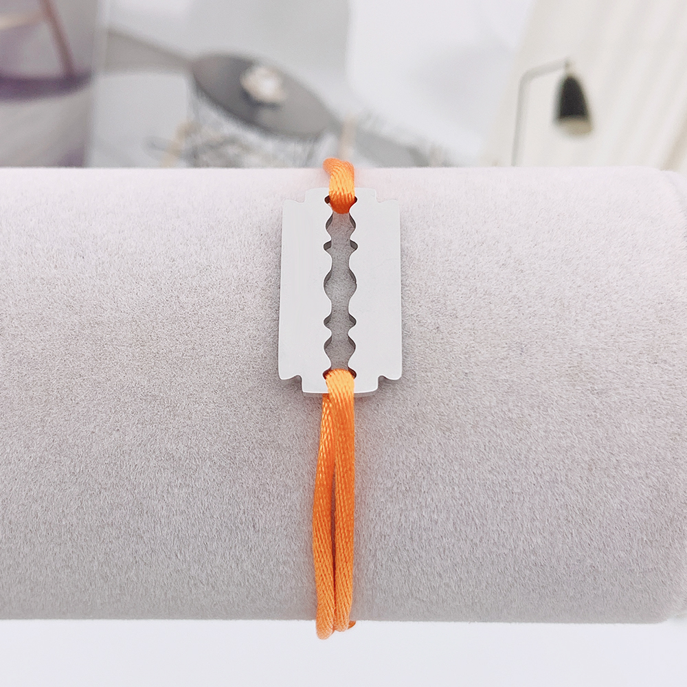 Stainless Steel Bracelet De Rasoir Blade Razor Bracelet With Black Red Rope Adjustable France Famous Brand Jewelry: 18TR-JU