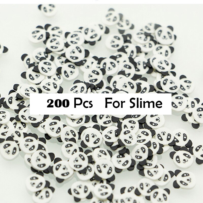 200Pcs Weichen Keramik Obst Scheiben Schleim DIY Nail art Mobilen Schönheit Obst Fimo Perle Zusatzstoffe Telefon Zubehör Für Kinder spielzeug: Panda