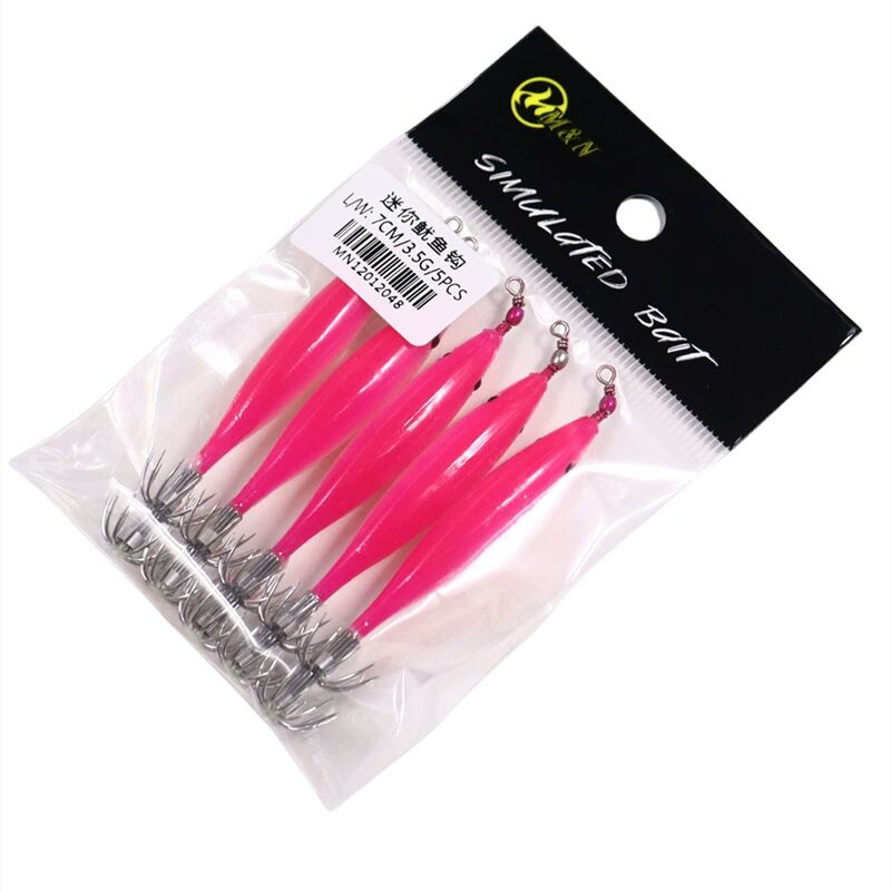 5 unids/bolsa anzuelo luminoso de calamar 7cm anzuelo de calamar brillante anzuelo de pesca de sepia pequeño Señuelos de Pesca de Mar cebo de pesca: Color gris pizarra