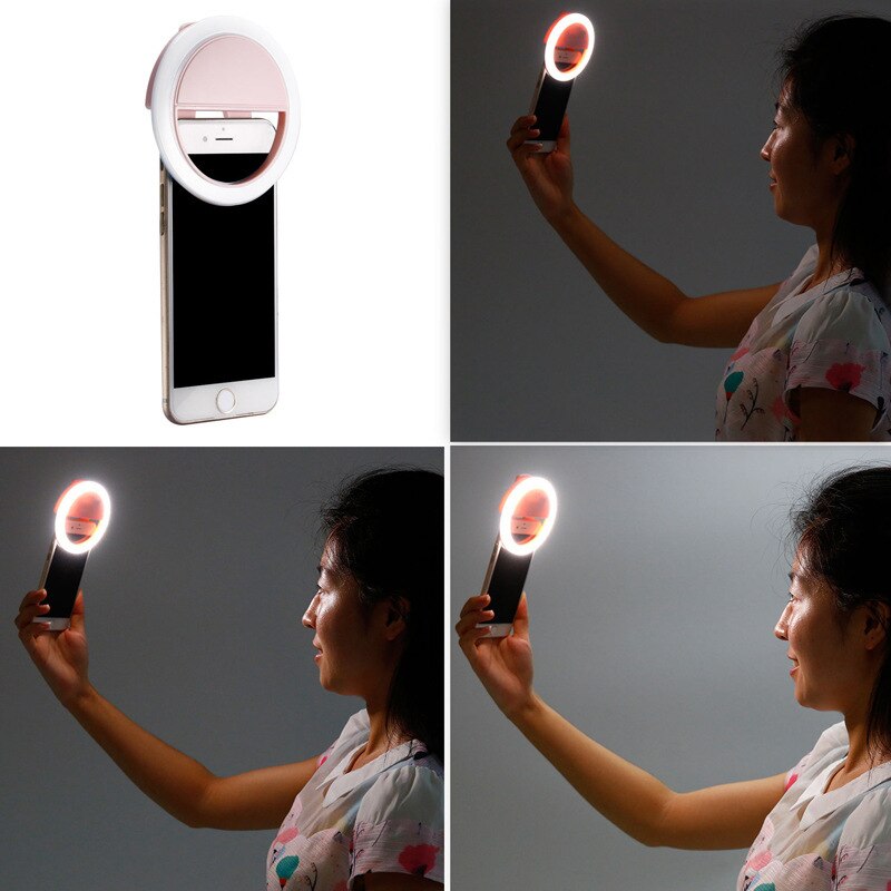 Draagbare Led Selfie Licht Telefoon Ring Licht Led Camera Clip-On Mobiele Telefoon Selfie Video Flash Light Oplaadbare Up selfie Lamp