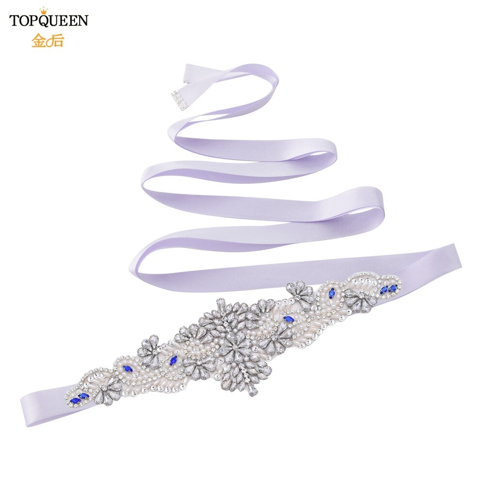 Topqueen  s487 brudbälten för klänningar diamantbälte formella klänningar för kvinnor afton gravidklänning strass bälten blå: Lavendel-