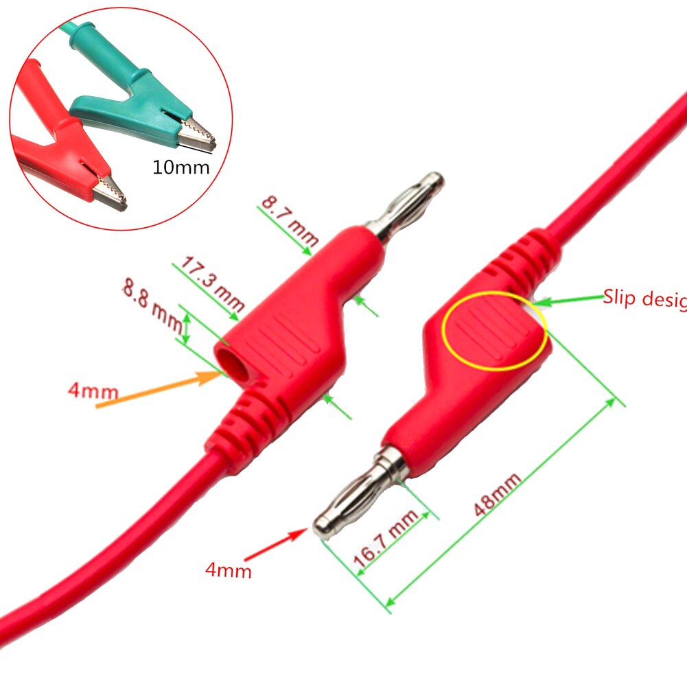 5Pcs Test Lijn Silicone Banana Plug Alligator Clip Probe Lead Kabel Voor Elektrische Laboratorium M8617