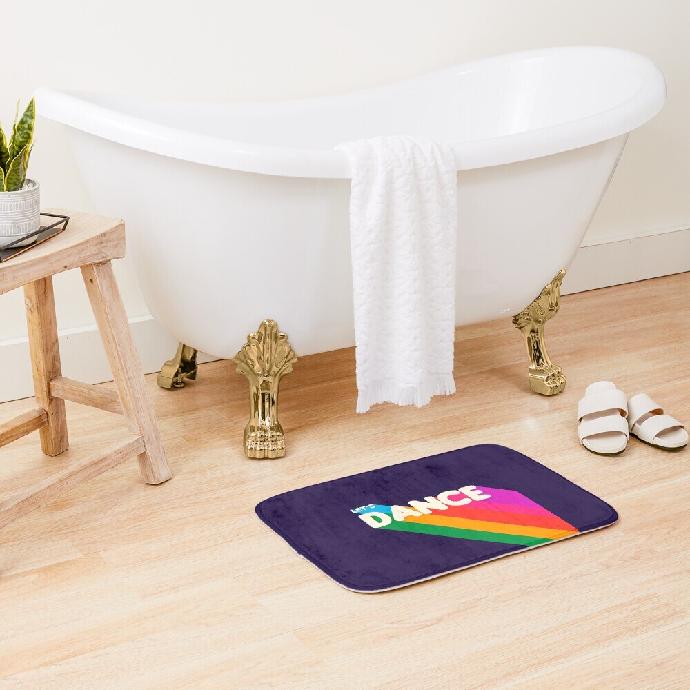 Rainbow dance typography Bath Mat Bathroom Bath Mat Set Mirrofiber Cartoon Bath Rug Set