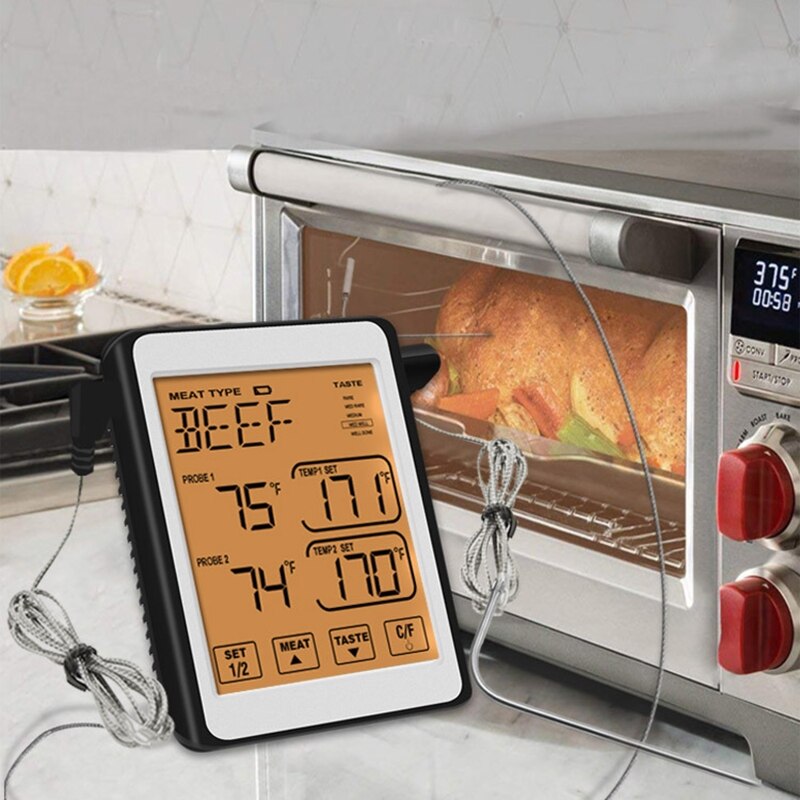 Dual Probe Digital Meat Thermometer for Kitchen Oven with Commercial-Grade Probe T8WE