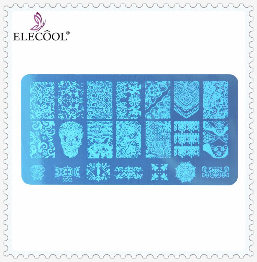 1 pièces Nail Art timbre estampage Image plaque ongles impression pochoir dentelle modèle bricolage bleu masque ongles impression Nail Art manucure outils: 02
