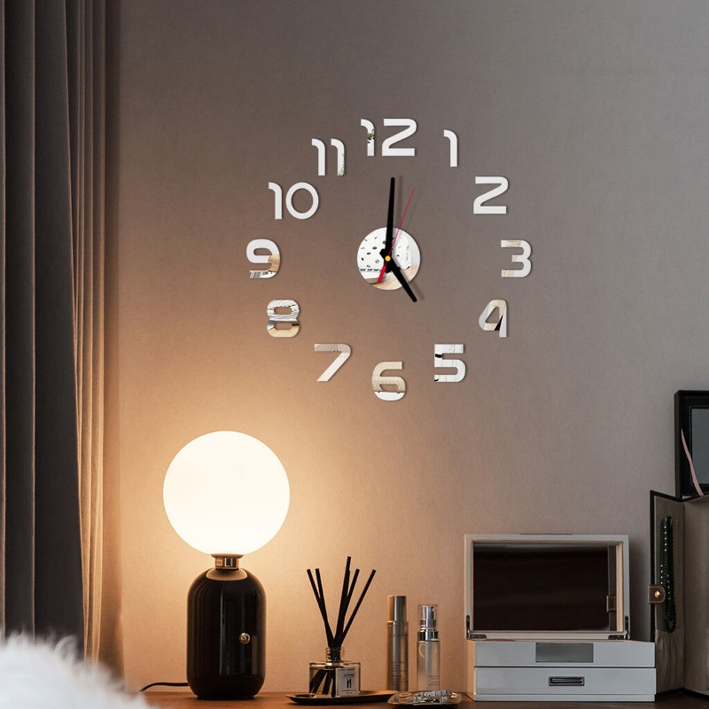 30@ Diy Large Wall Clock Modern 3D Wall Sticker Clock Silent Home Decor Living Room Acrylic Quartz Horloge Decor Clock