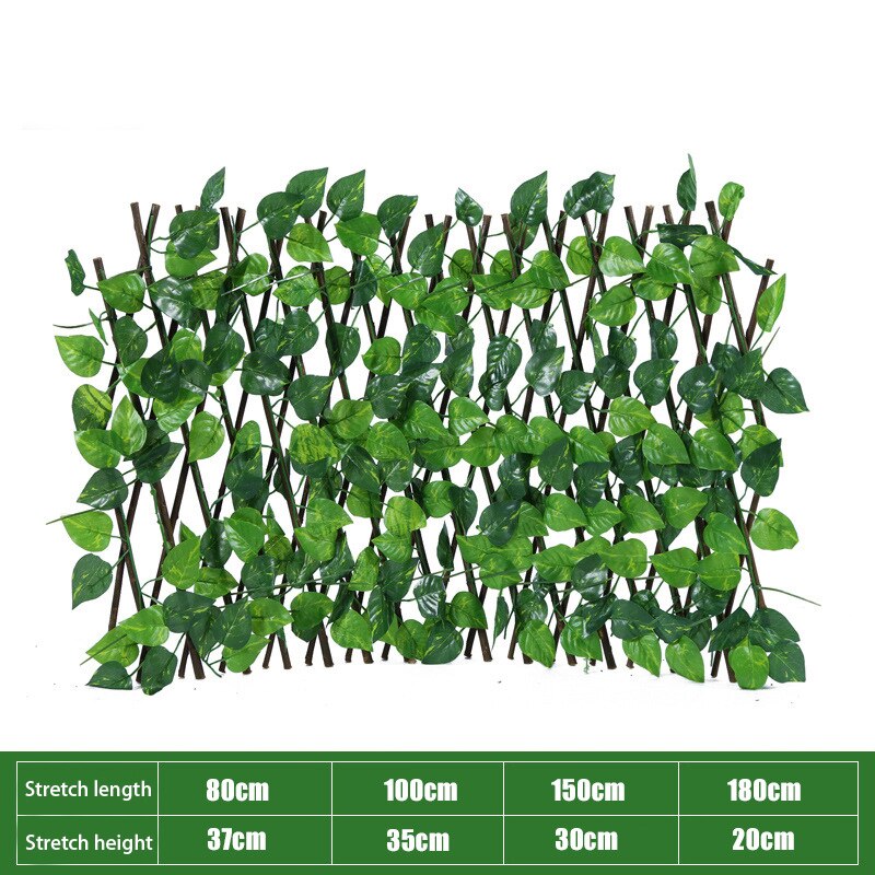 Retractable Artificial Garden Fence Expandable Faux Ivy Privacy Fence Wood Vines Climbing Frame Gardening Plant Home Decorations: Green dill