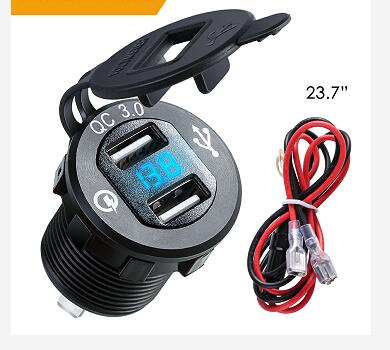 Quick Charge 3.0 Aluminium Motorfiets Boot Auto 2 Usb Charger Led Voltmeter Voor Auto Motor Met Led Spanning meter