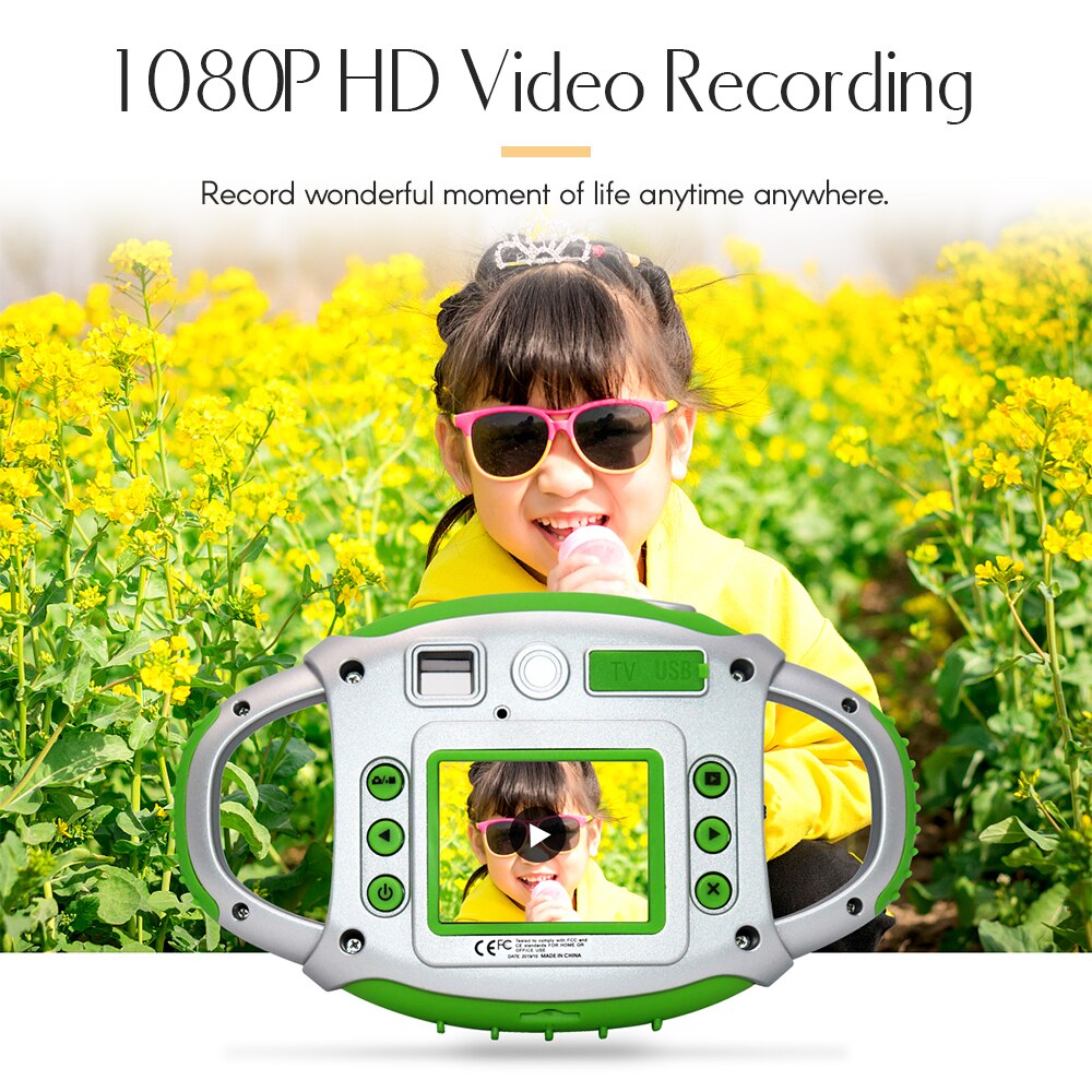 Cámara Digital para niños 8MP1080P Video pantalla IPS de 2,0 pulgadas con cordón Cable USB Festival de de cumpleaños para niños y niñas