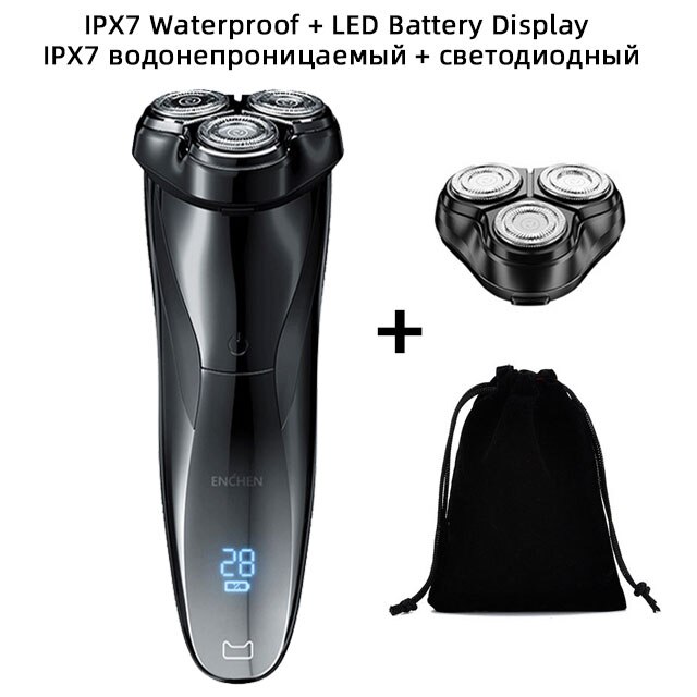 Rasoir électrique Enchen rasoir homme 3 lames lavable type-c tondeuse à barbe Rechargeable machine de découpe rasoir électrique Portable: Blackstone 3 set1