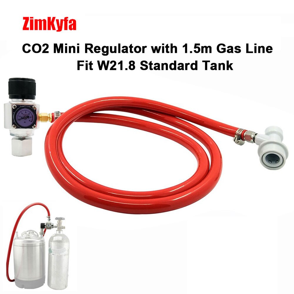 HomeBrew Beer Keg Portable Mini CO2 Cartridge Regulator with PVC Gas Line and Ball Lock Disconnect 0~60 PSI: W21.8 standard tank