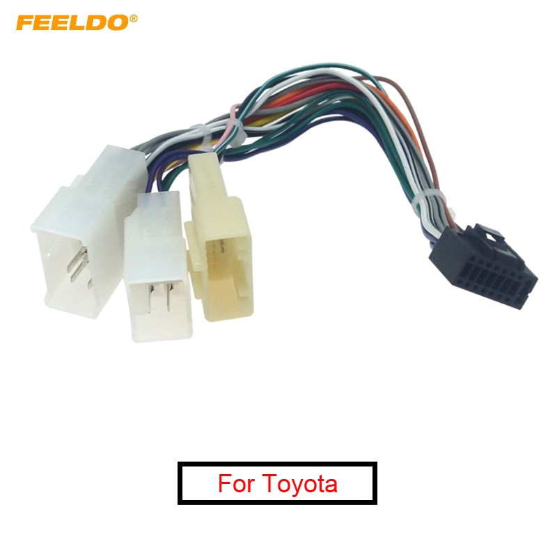 FEELDO 16P Car Head Unit Wire Harness Adapter For Toyota OEM Car Radio Harness With 3-Terminal #FD2771