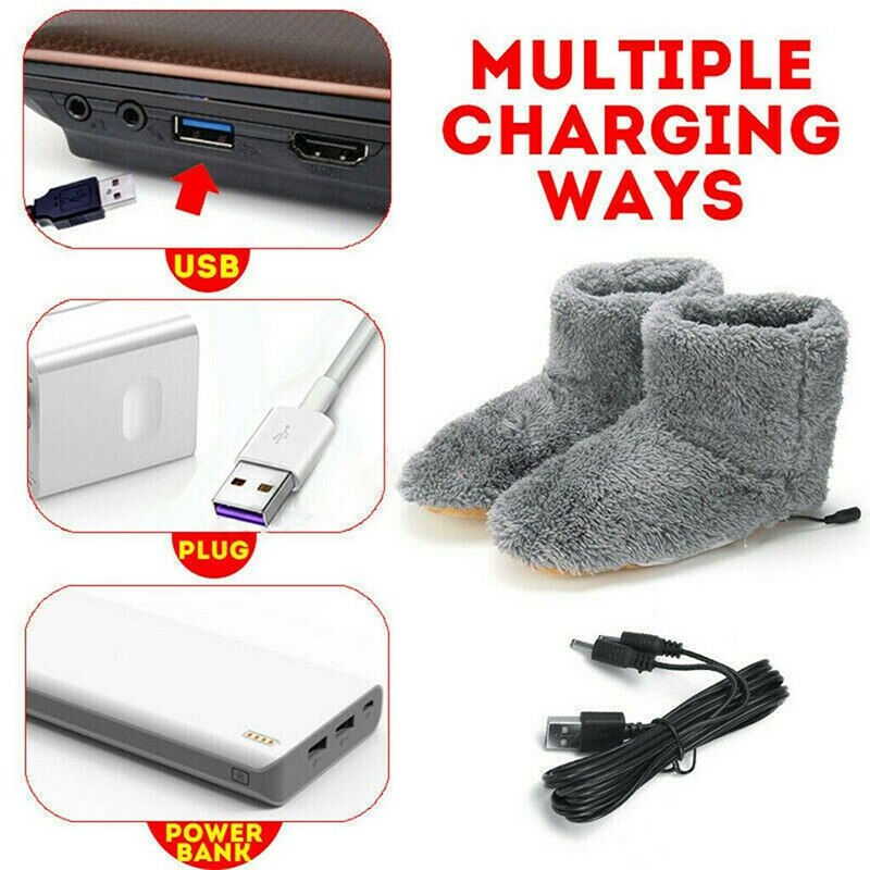 Vinter usb varmare fotskor plysch varma elektriska tofflor fötter värmetvättbara män/kvinnor sci 88