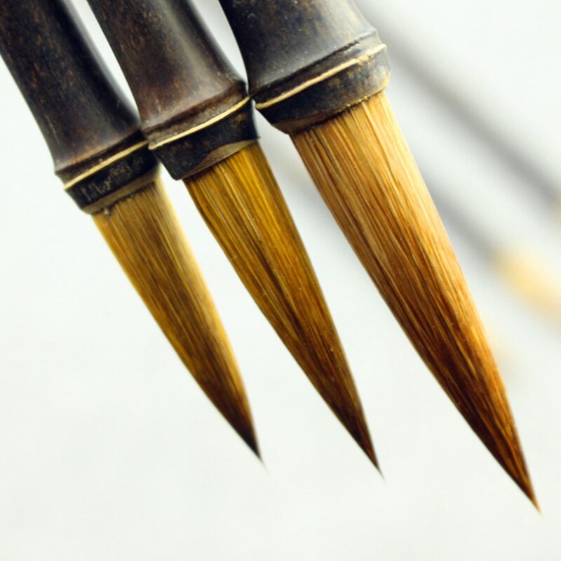 3 pièces Wenfang Sibao violet bambou brosse ensemble naturel flammé pinceau calligraphie stylo