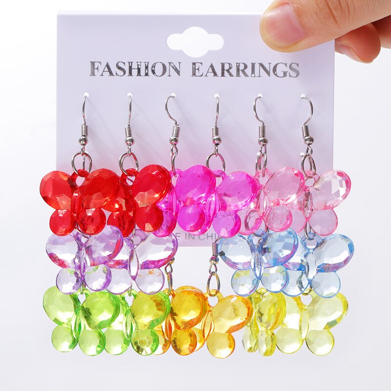Boucles d'oreilles en forme d'animal et de dinosaure, 8 paires/ensemble, tendance, mignonnes, adaptées aux femmes, transparentes, ours, fleur, petites boucles d'oreilles, naissance amusante: 8 pairs EH3251