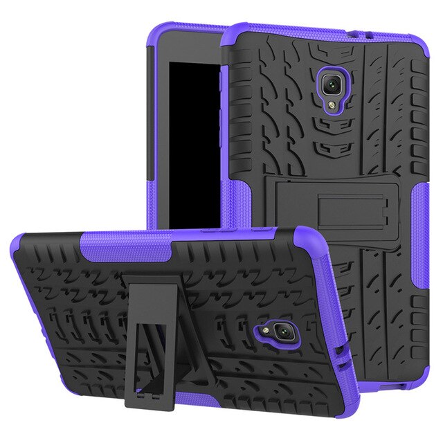 Heavy Duty 2 in1 Hybrid Anti-knock Rugged Durable Shockproof Case For Samsung Galaxy Tab A 8.0 T380 T385 case+film+pen: purple