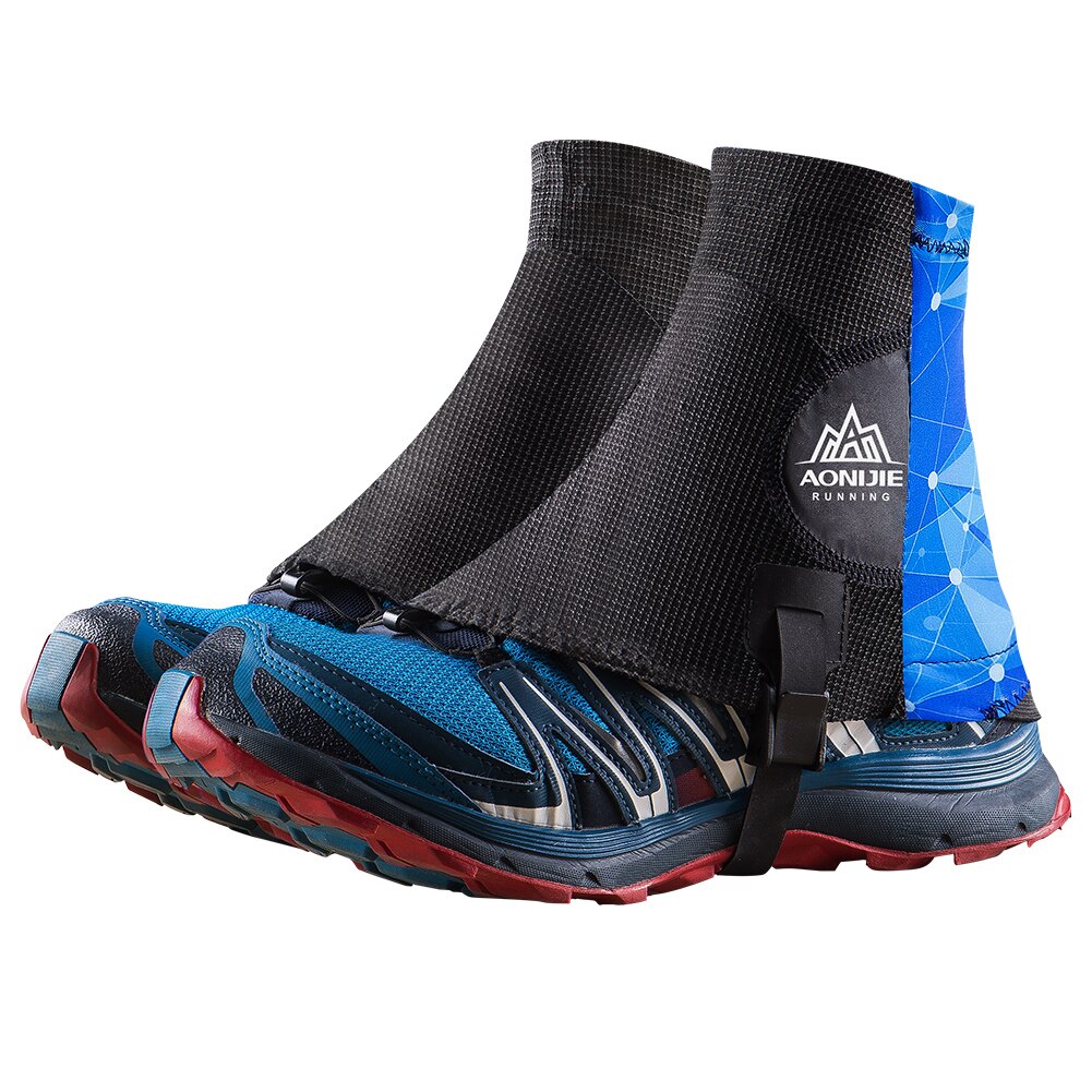 AONIJIE-Zapatillas de Trail Running Unisex, altamente protectoras, a prueba de arena, zapato para exteriores, cubiertas reflectantes para triatlón, Maratón, senderismo, E941: Black Blue