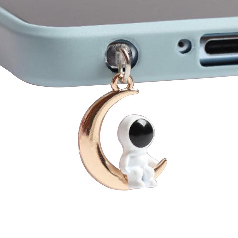 Dreidimensionaler astronauten-handy-kopfhöreranschluss-universal-staubschutzstopfen für apple und android-datenanschluss, anhänger zum versenden