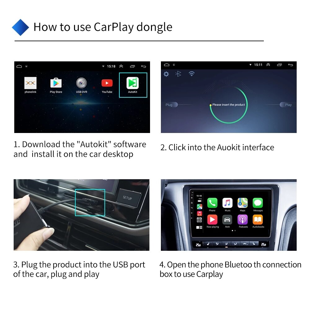 Carlinkit Usb Carplay Dongle/Android Auto Voor Android Auto Android Multimedia Speler Iphone Android Telefoon Bedrade Autokit Zwart