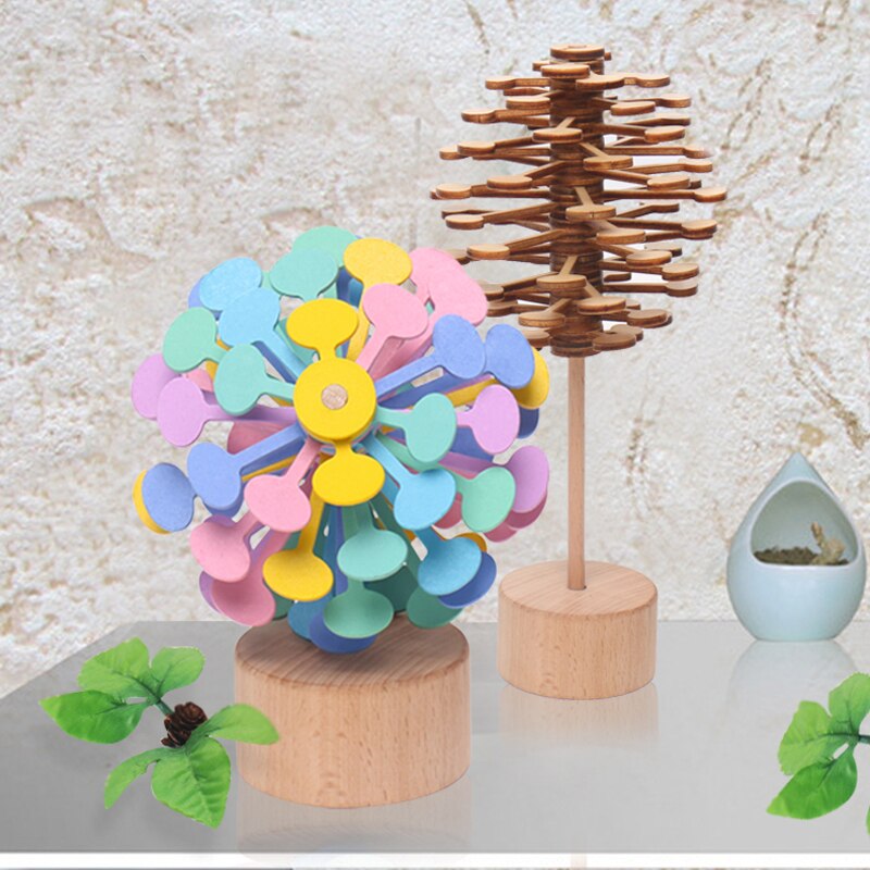 MYHOESWD Ufficio fatica sollievo Giocattoli per Adulti per Bambini in Legno Ornamenti Artigianato Fibonacci Sequenza di Rotazione Del Giocattolo Creativo Decorazione