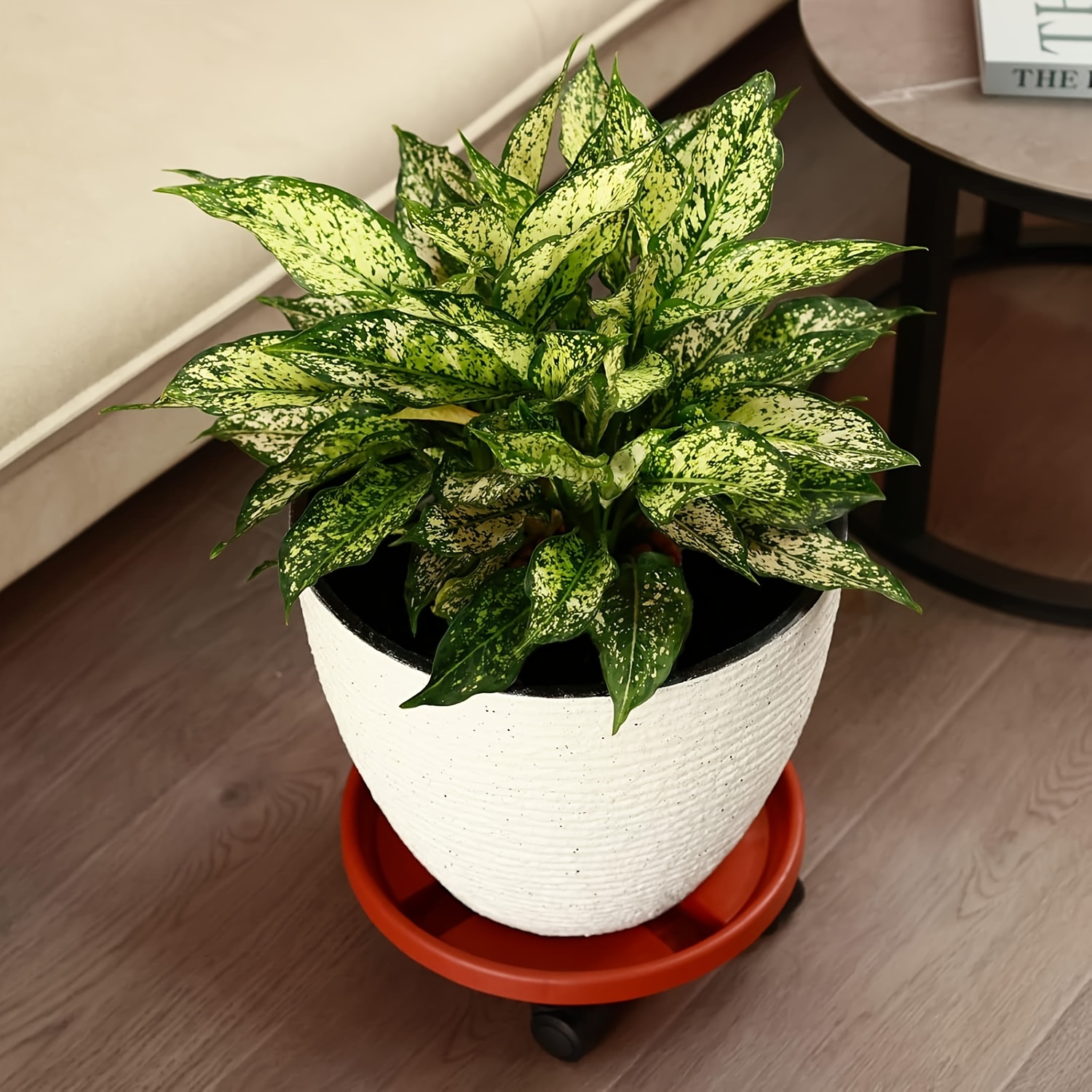 Großer runder Pflanzen-Caddy mit Rädern, 30 cm rollende Pflanzenständer, robuster Kunststoff-Pflanzenroller, Basis, Topfbeweger, Blumentopfständer