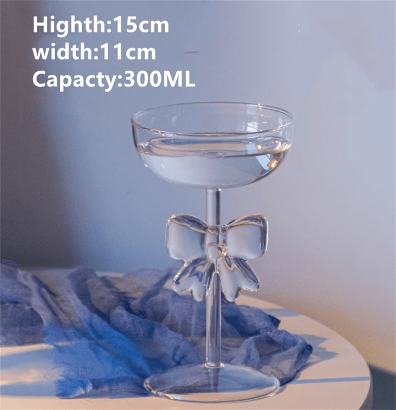 Pink large Bow Glass Decor Glass Cup Goblet Bow Handle Glasses Heat-resistant High Borosilicate Dessert Ice Cream Bowl: Dark Khaki