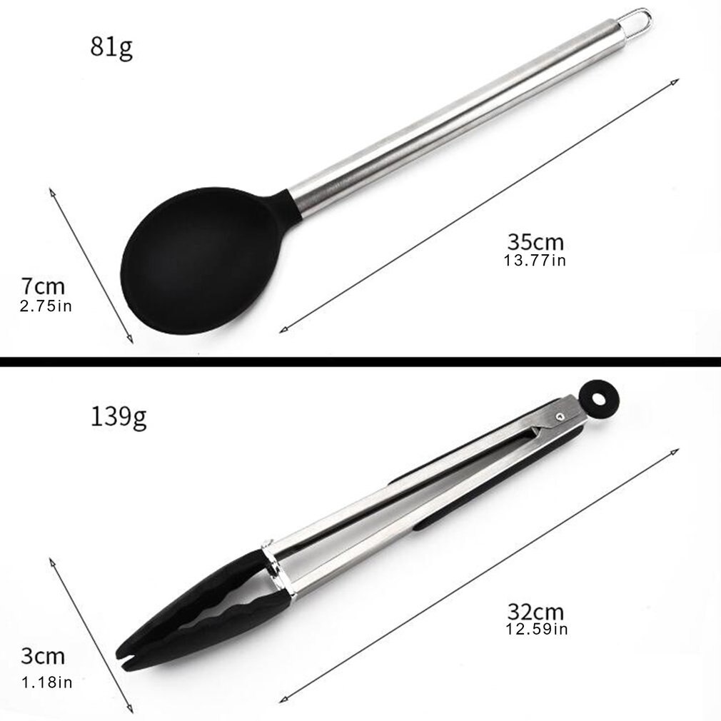 12 Piece Silicone Kitchenware Set With Hollow Stainless Steel Handle Protect Your Cookware Ergonomic