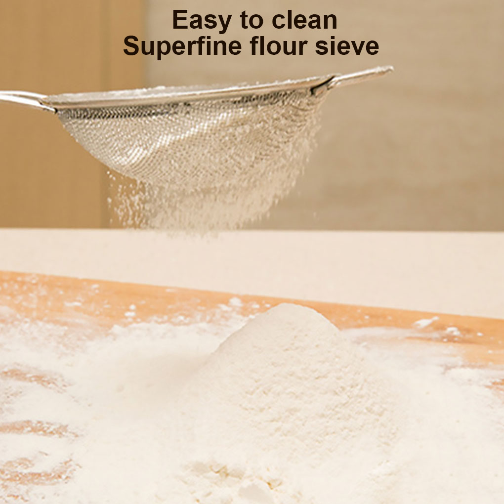 Kitchen Fine Mesh Strainer Stainless Steel Fine Mesh Strainer Tea Colander Long Handle Food Sifter Flour Sieve Baking Tool