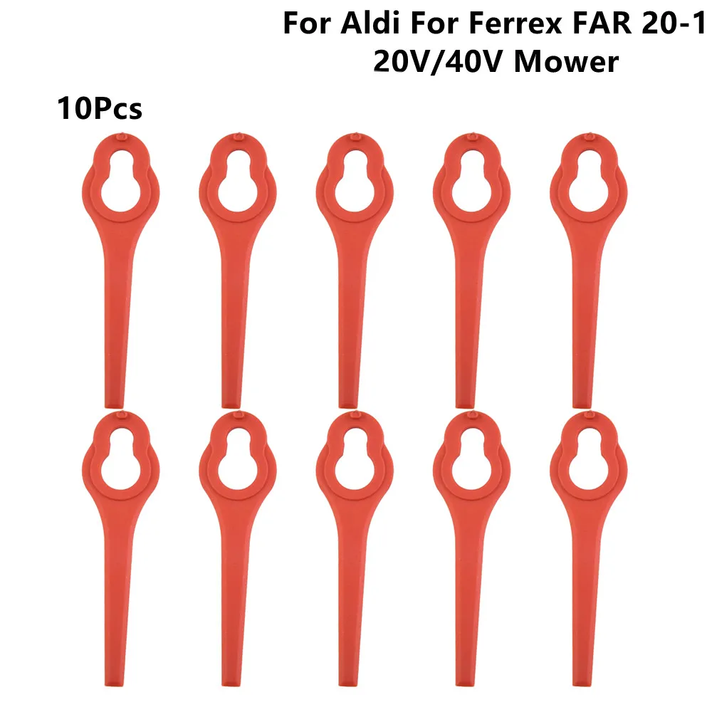 10 Pcs 95mm Mower Blades Plastic For Aldi Ferrex FAR 20-1 20V/40V Cordless Grass Strimmer Garden Tools Accessories: Size 1 Red