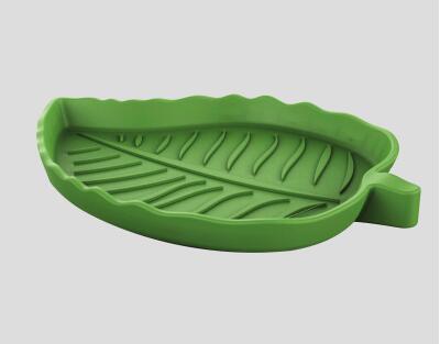 Water Dish Water Bowl Feeding Tray For Gecko Lizard Reptiles bird Tortoise Turtle Terrarium Decor Water Dispenser landscaping: Leaf Shaped Green / large