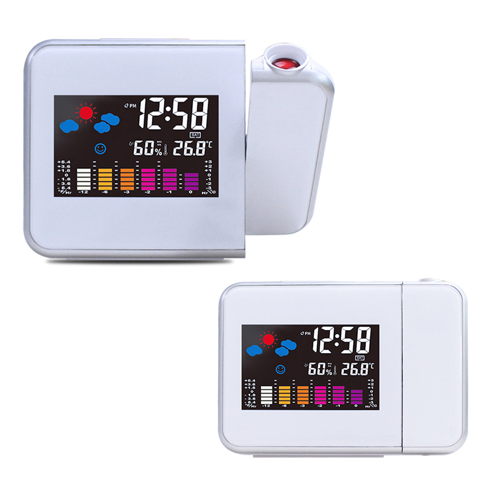 Vit färg väder multifunktions led-klocka billig digital lcd-skärm väckarklocka mini skrivbord