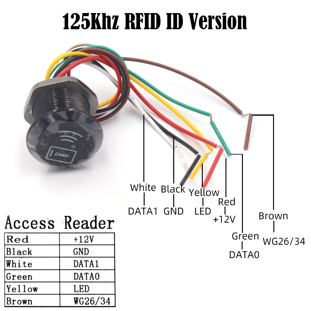Mini Smallest 125khz 13.56Mhz Wiegand 26/34 RFID Card Reader Door Access Control Slave Reader Proximity RFID Wiegand Reader: SCR02D 125Khz