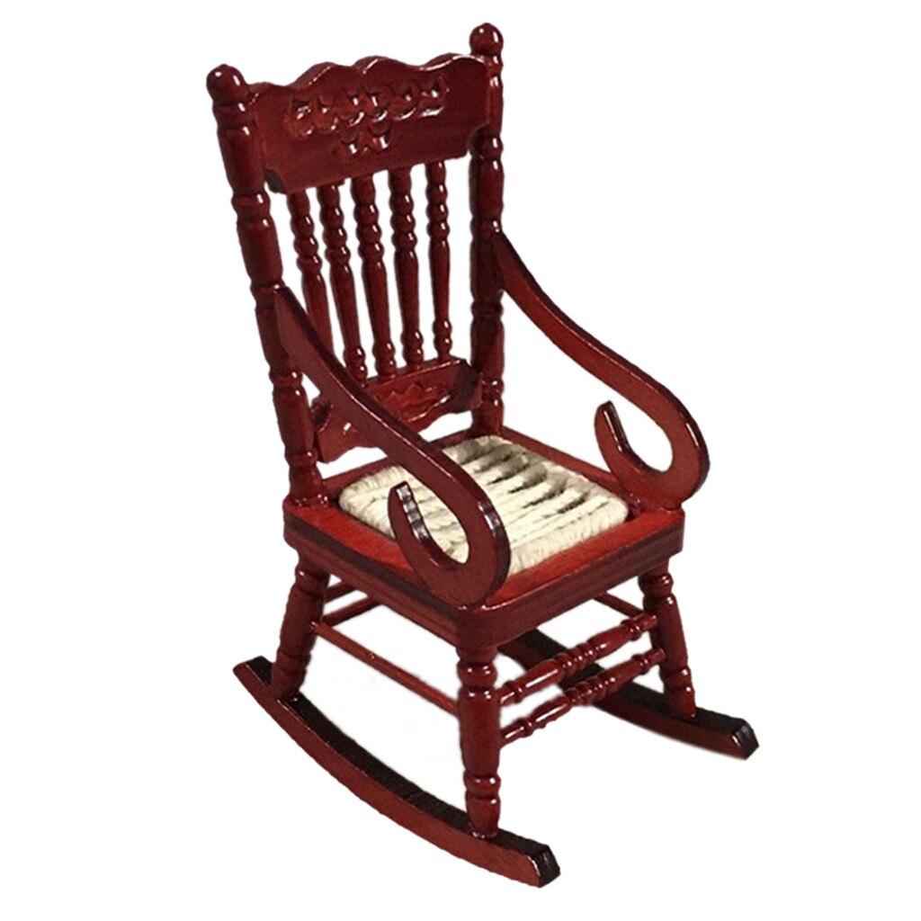 Miniature Rocking Chair Wooden Furniture Model Set Doll House Simulation Mini Furniture Chair With Armrests Fast