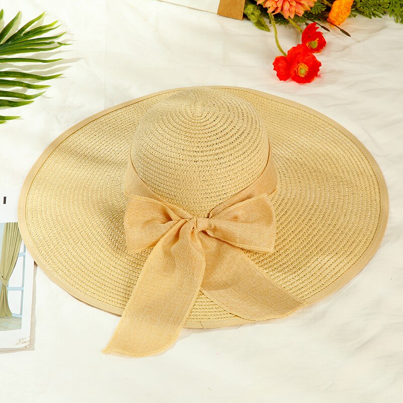 Womens Brede Rand Strooien Hoed Floppy Opvouwbare Roll Up Cap Strand Zonnehoed Upf 50 + Met Nek Flap: Ivoor