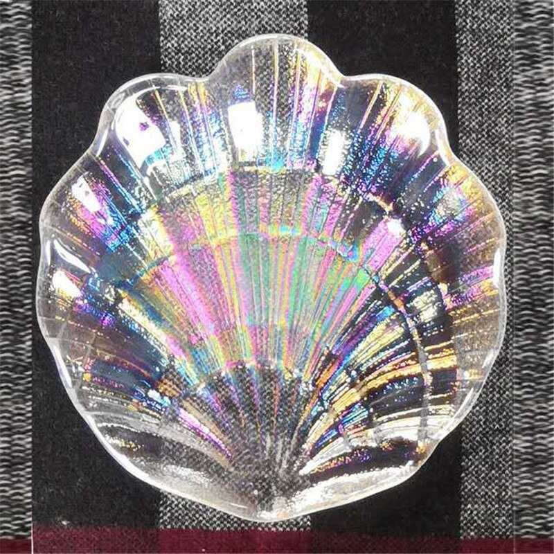 Farvet glasfrugtfad farvet skalform glas middagstallerken tekstur glasplade sojasovs fad dessertbakke