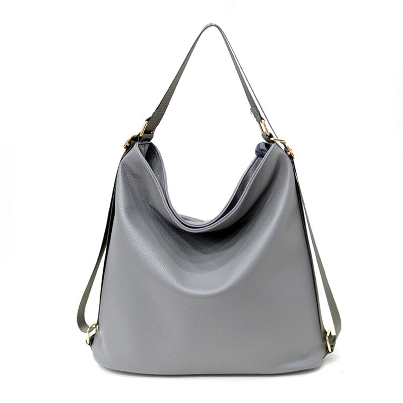 Multifunctionele leren damestassen, luxe rugzakken, hobo's schoudertas, leren damestassen: Grijs