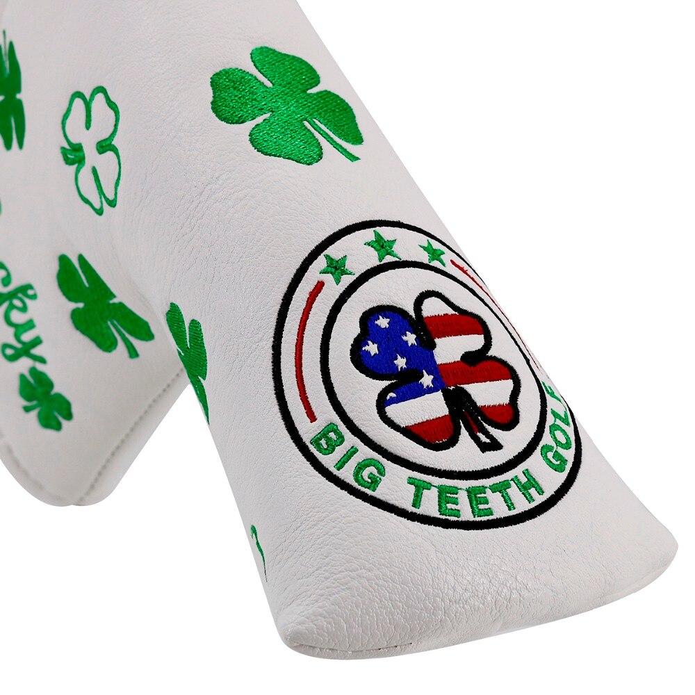 Big Teeth Golf Head Cover Putter Cover Lucky SHAMROCK PU Leather Golf Putter Cover Headcover Magnet Closure